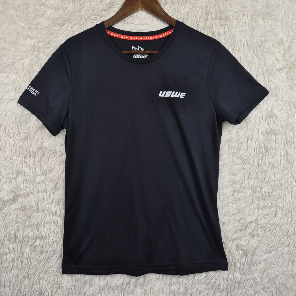 USWE Womens Performance T-Shirt Black Activewear Graphic Tee Size L